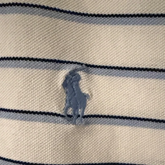Polo Golf Ralph Lauren White and Navy Striped Polo Shirt - Picture 4 of 5